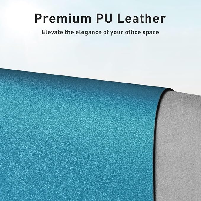 Aothia Leather Desk Pad Protector, Office Desk Mat, Large Mouse Pad, Non-Slip PU Leather Desk Blotter, Laptop Desk Pad, Waterproof Desk Writing Pad for Office and Home (48"x17", Turquoise)