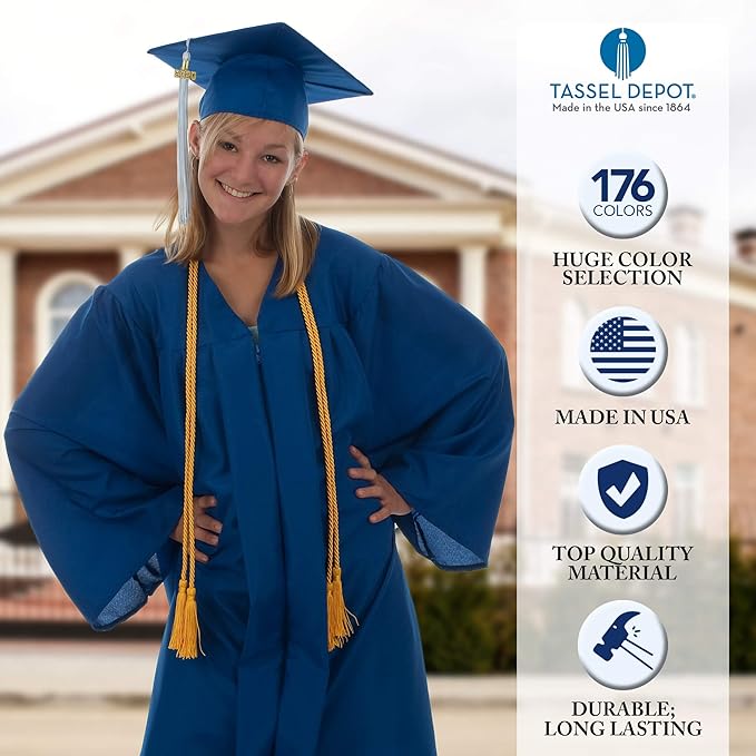 Tassel Depot Graduation Honor Cord - Navy/Royal - Every School Color Available - Made in USA