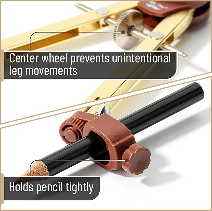 Mr. Pen- Compass for Geometry, Gold, Compass with Pencil, Drawing Compass Drawing Tool, Math Compass, Drafting Tools, Drawing Tools, Geometry Compass, Circle Drawing Tool, Geometry Set