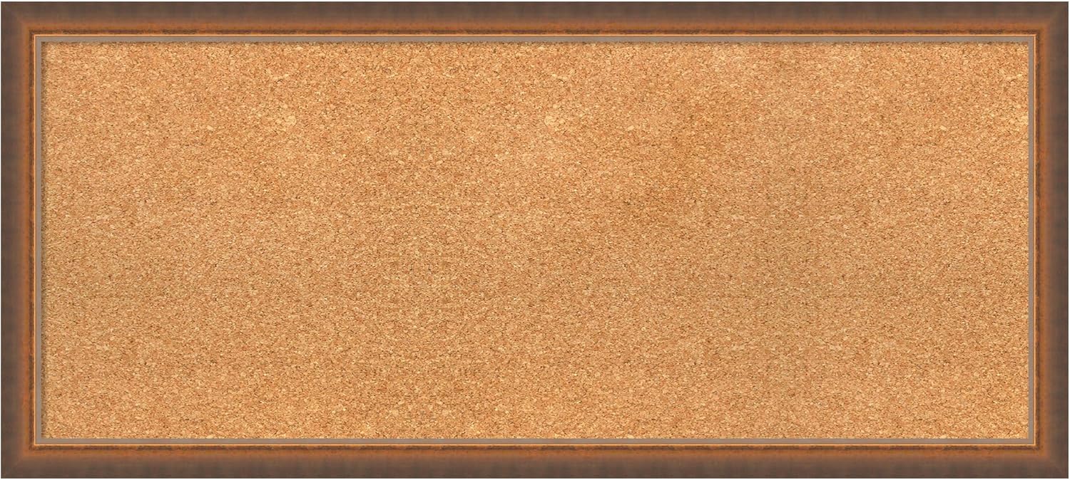 Amanti Art Natural Cork Board for Wall, 16x36 Vision Board with Bronze Frame, Medium Corkboard Office Decor for Home Organization, Modern Corkboard Pinboard to Display Items for Home Organization in