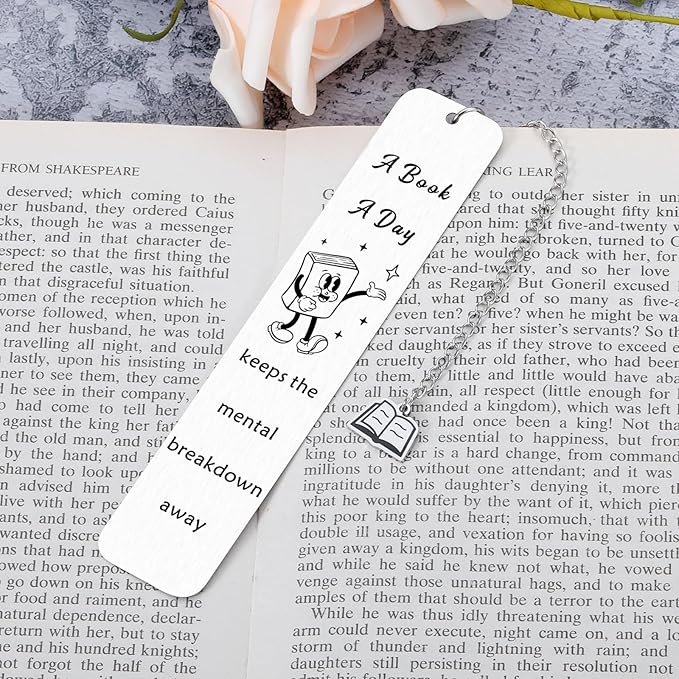 Funny Bookmark for Book Lover Bookish Bookworm Reading Women Men Bookmark Gifts for Her Teens Girls Daughter Friends Granddaughter Book Nerd Birthday Graduation Book Mark Gift Christmas Mental Health