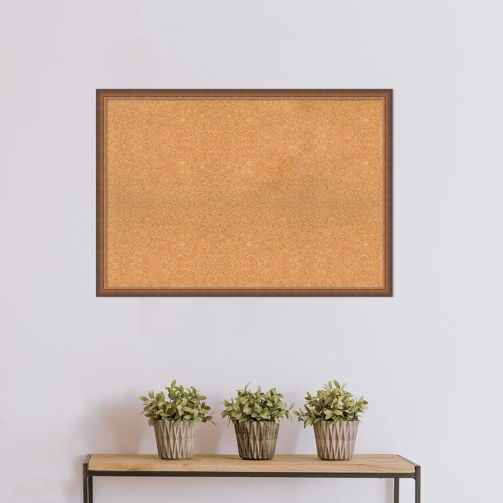 Amanti Art Natural Cork Board for Wall, 28x40 Vision Board with Bronze Frame, Large Corkboard Office Decor for Home Organization, Modern Corkboard Pinboard to Display Items for Home Organization in