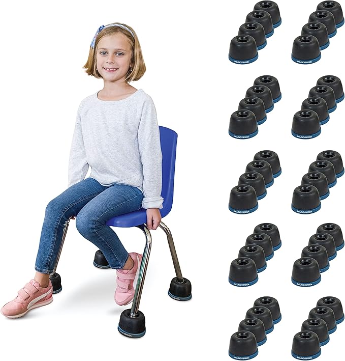 Bouncyband Wiggle Wobble Chair Feet, 10-Pack – Transform a Standard School Chair into a Wobble Chair – Chair Feet for Classroom Help Improve Concentration and Calm Children Aged 3+
