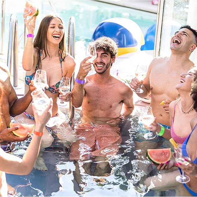 1400 Packs Paper Wristbands for Events, 7 Colors Waterproof Neon Party Wristbands Armband Paper Bracelets Identification Wristbands for Concert Club Bar Entrance Admission Party