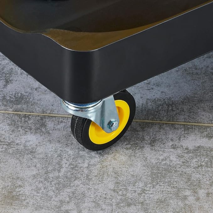 Restaurantware-Clean Tek Professional 3-Shelf Janitor Cart with Wheels, 1 Cleaning Trolley with Cover and 21 Gallon Bag - Includes 1 Single Locking Cabinet, Heavy-Duty, Gray Plastic Janitorial Cart