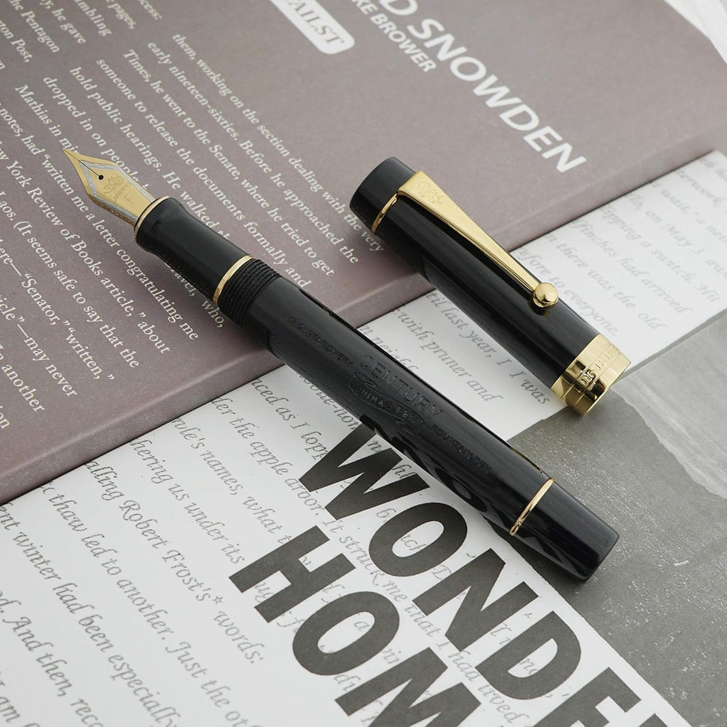 Jinhao 100 Fountain Pen Celluloid Classic Style, #6 Nib Smooth Writing Instrument with Refillable Converter and Pen Case Set