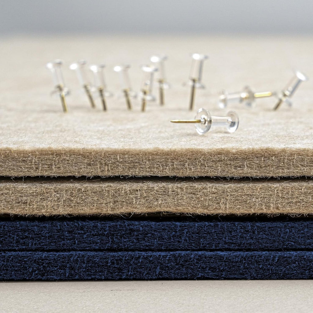 Large Bulletin Board - 48 x 36 Inches, Decorative Felt Pin Board for Wall - 4' x 3' Foldable Photo Display Board with Self-Adhesive Tape, Includes 20 Push Pins - Dark Blue