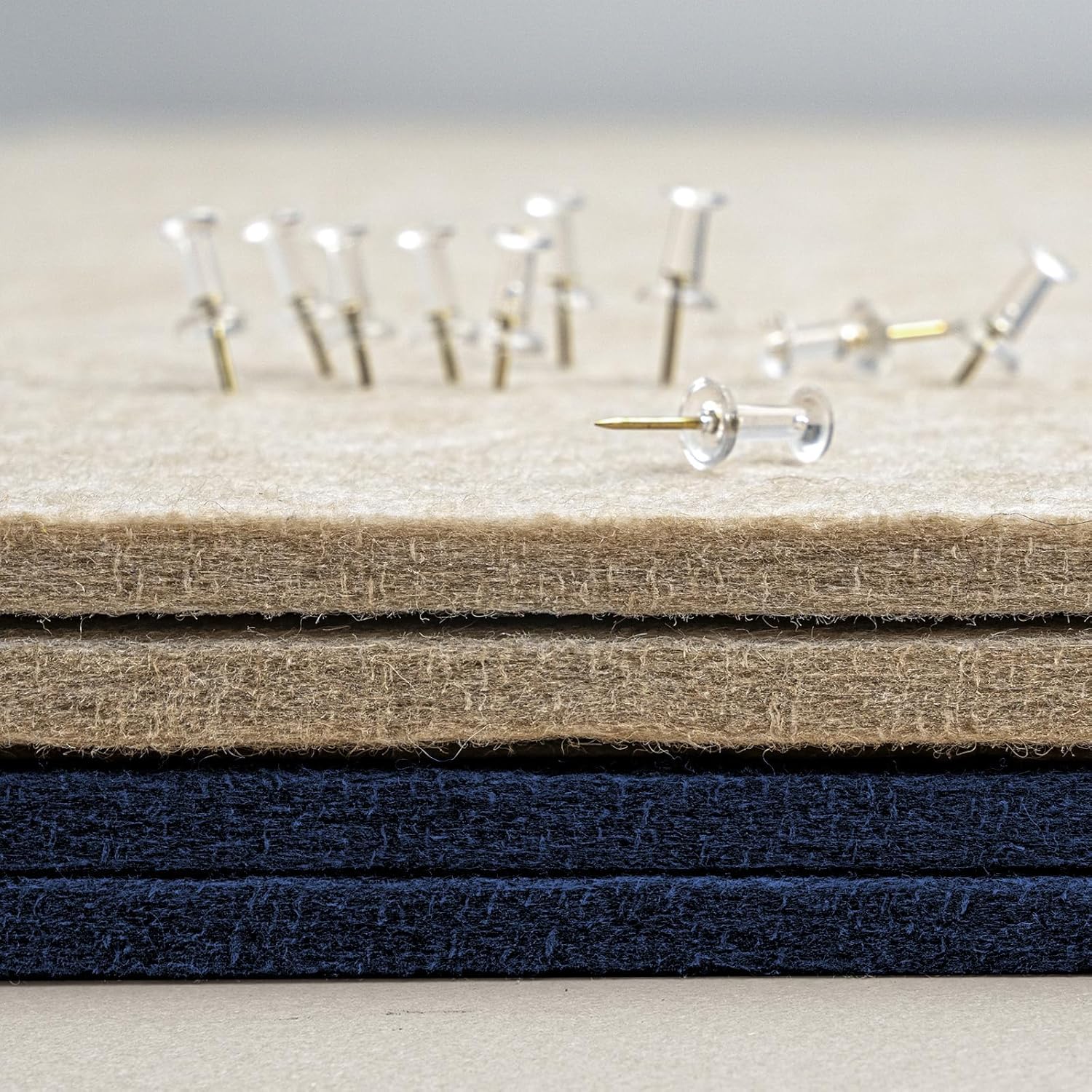 Large Bulletin Board - 48 x 36 Inches, Decorative Felt Pin Board for Wall - 4' x 3' Foldable Photo Display Board with Self-Adhesive Tape, Includes 20 Push Pins - Dark Blue