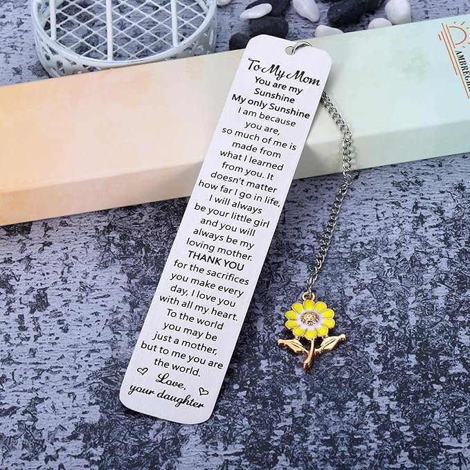 Bookmark Gifts for Mom Mother’s Day Gifts for Mom Mother Mommy from Daughter Christmas Stocking Stuffers Gift for Mom from Daughter Teens Girls Birthday Mom Gifts for Book Lover You are My Sunshine
