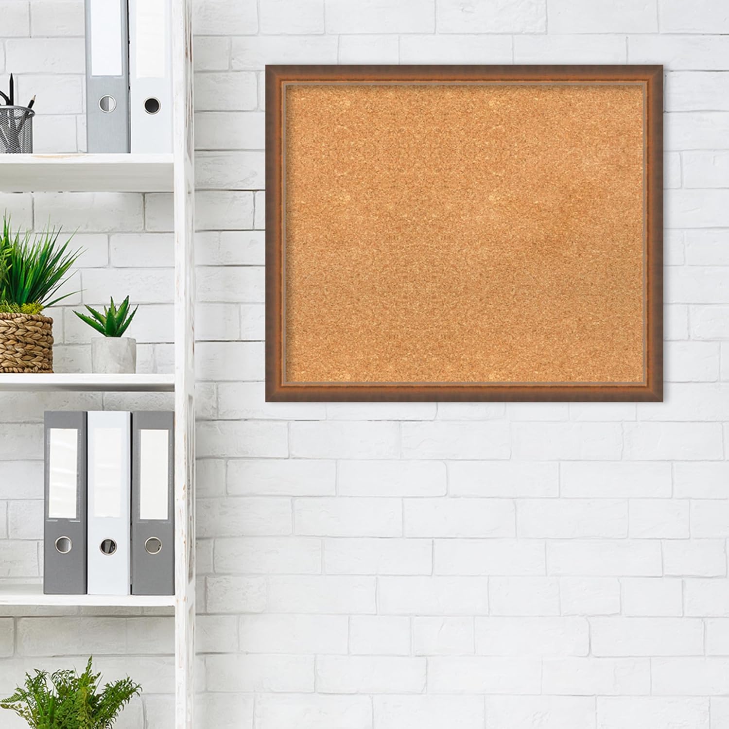 Amanti Art Natural Cork Board for Wall, 22x26 Vision Board with Bronze Frame, Medium Corkboard Office Decor for Home Organization, Modern Corkboard Pinboard to Display Items for Home Organization in