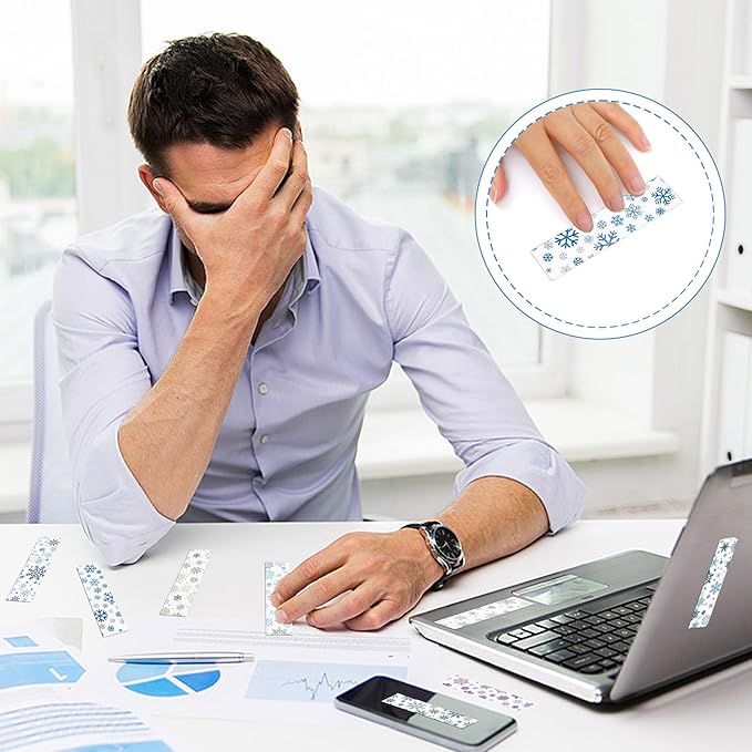 50PCS Calm Strips for Anxiety Sensory Stickers Calm Stickers for Relieve Adults Kids Teens Fidgets Stress Office&Classroom Supplies Anxiety Relief Items with Tactile Textured Surface (Snowflake)