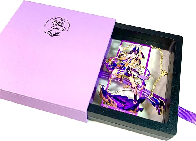 Genshin Impact Cyno Metal Bookmark - Anime Figure Merch with 3D Display Box - Birthday Gifts for Fans Friends Gamer Book Lovers