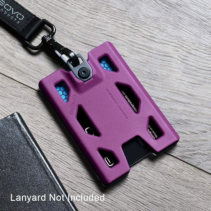 GOVO T4 Badge Holder No-Clip Version - Durable ID Card Holder Holds 1 to 4 Cards (Purple)