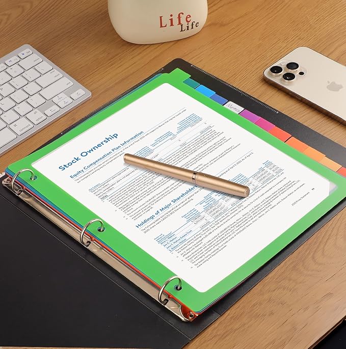 HABGP 3 Ring Binder Dividers with 12-Tab, Multicolor Plastic Clear Binder Dividers, Monthly Dividers Letter Size File Organizer 3 Hole Punch, 3 Set 36 Pcs Write On Tabs Page Folder Index Dividers