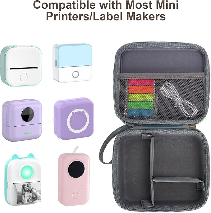 QYCHHJ Carrying Case for Phomemo T02/Memoking/HUIJUTCHEN Mini Sticker Printer, Portable Hard Travel Case for Label Maker, Thermal Printer Paper, Blue