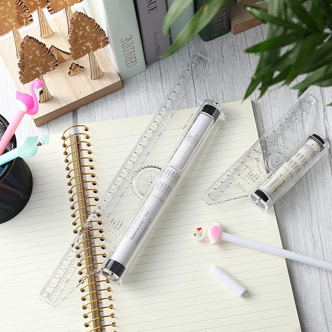 Frienda 2 Pieces Plastic Measuring Rolling Ruler Drawing Parallel Multifunctional Drafting Ruler for Architect Office Math(6 Inch, 12 Inch)