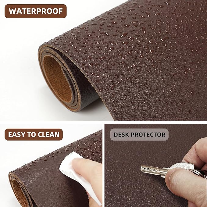Desk Mat,35.4" x 17" Leather Desk mat,Double-Sided Desk Pad,Desk matt for Desktop,Large Mouse Pad,Office Desk mat,Waterproof Desk Blotter pad for Office&Home(Black+Cork)