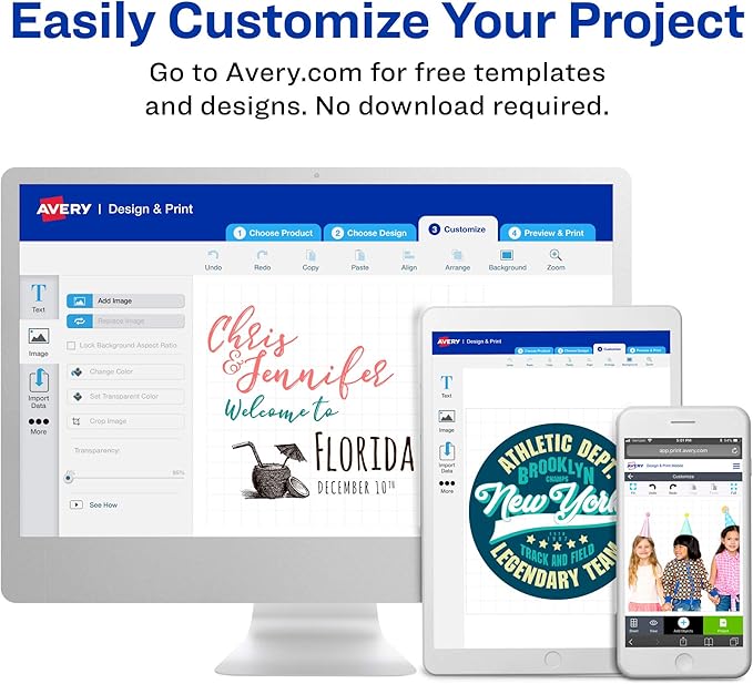 Avery Customizable Removable Wall Decals, 8.5" x 11", Tear and Water Resistant Printable Labels, 3 Blank Wall Decal Stickers (61512)