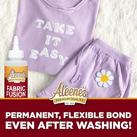 Aleene's Fabric Fusion Permanent Fabric Adhesive 4 fl. oz. Washable Fabric Glue for Clothes, Denim, Leather, Patches, Polyester, Cotton, Fabrics, Dries Flexible