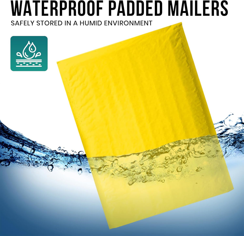 Levex - #0000 4" x 6" [5 Pack] Yellow Poly Bubble Mailers, Padded Envelope Mailers, Packing Envelope & Mailing Bags for Shipping
