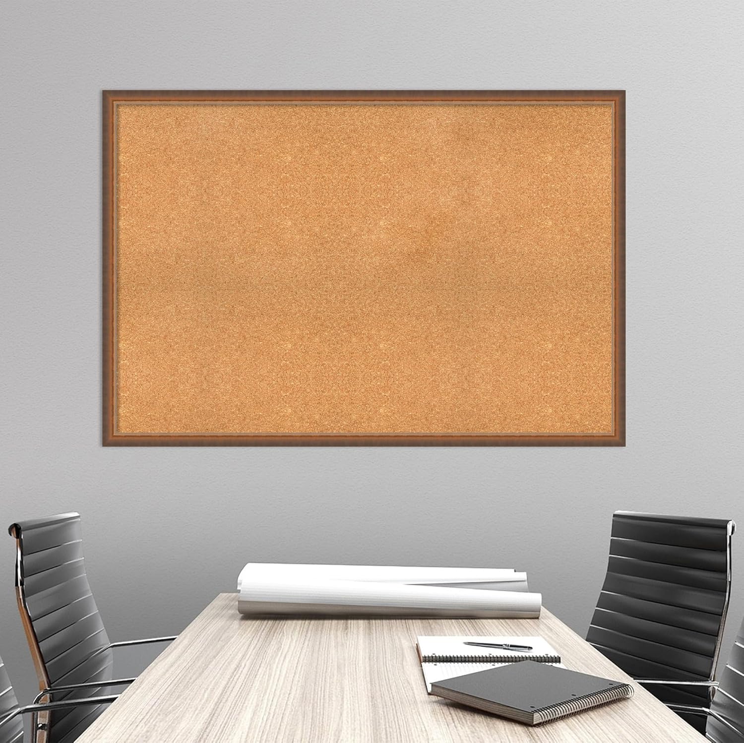 Amanti Art Natural Cork Board for Wall, 34x50 Vision Board with Bronze Frame, Oversize Corkboard Office Decor for Home Organization, Modern Corkboard Pinboard to Display Items for Home Organization