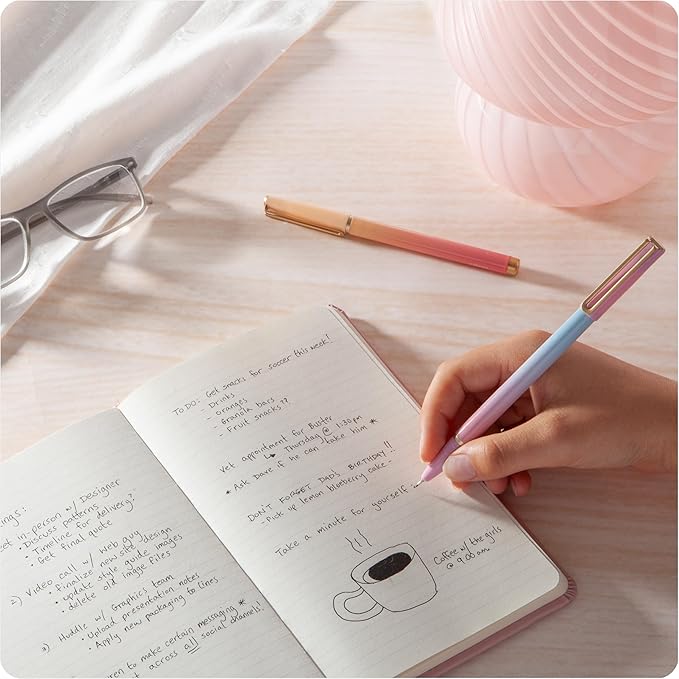 U Brands Catalina Felt Tip Pens, Set of 6, Lucent Dreams, Gold Details, Medium (0.7 mm) Point, Black Ink