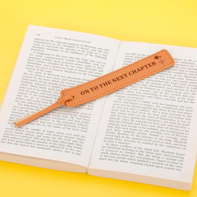 Leather Bookmark Retirement Gift for Women Bookmark Gift for Book Lovers Bookish Gifts On to The Next Chapter Graduation Wedding Leather Gifts for Woman Men Christmas Birthday Gifts for Him Her