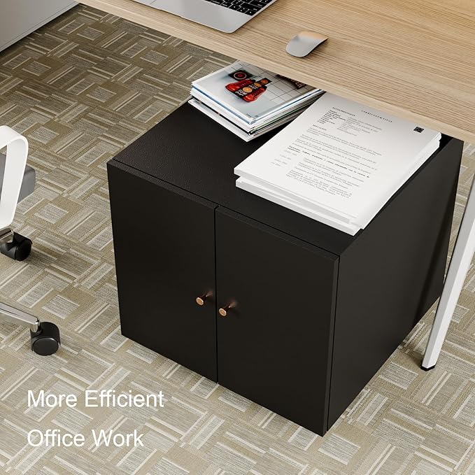 Printer Stands with Storage, Desk Organizers for Home Workspace, Under Desk Black Small Rolling Printer Table Work Cart with Wheels Organizer Spaces for Office