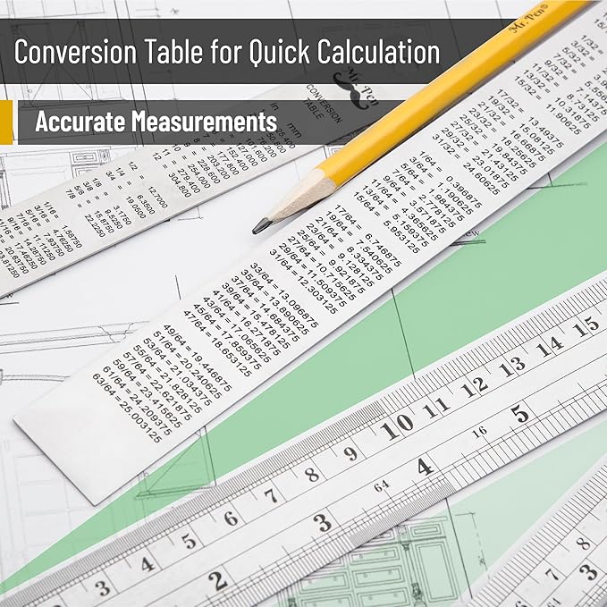 Mr. Pen- Stainless Steel Ruler, 3 pcs, 6", 12", 16", Imperial & Metric Measurements, Metric Metal Ruler Set, mm Ruler, Metal Rulers, Small Metal Ruler Metal Straight Edge, Centimeter Ruler