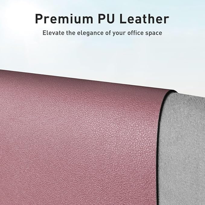 Aothia Leather Desk Pad Protector, Mouse Pad, Office Desk Mat, 31.5" x 15.7" Non-Slip PU Leather Desk Blotter, Laptop Desk Pad, Waterproof Desk Writing Pad for Office and Home (Dark Pink)