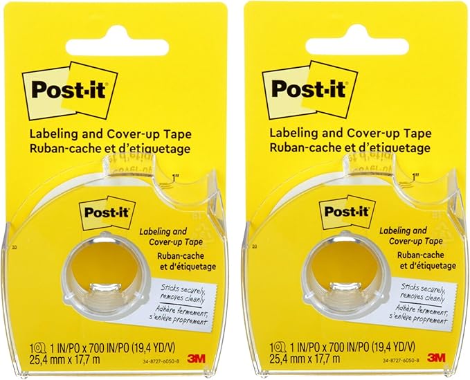 Post-it : Removable Cover-Up Tape, Non-Refillable, 1" x 700" roll -:- Sold as 2 Packs of - 1 - / - Total of 2 Each