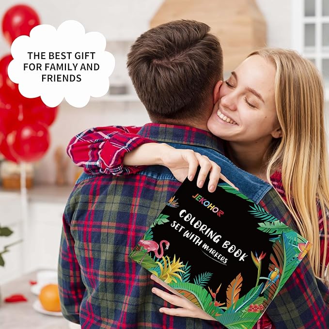 Adult Coloring Book Set,Spiral Bound Coloring Book for Adults Relaxation with 36 Colors Markers, Anxiety Relief Gifts with 30 Patterns Included Mandala Animal Flowers