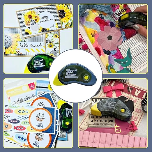 Tape Runner - Double Sided Adhesive with Dispenser Roller Included - Acid Free, Sticky, Clear & Transparent - Ideal for Scrapbooking, Crafts & More - Boomerang (417 inches per cartridge), 5 Cartridges