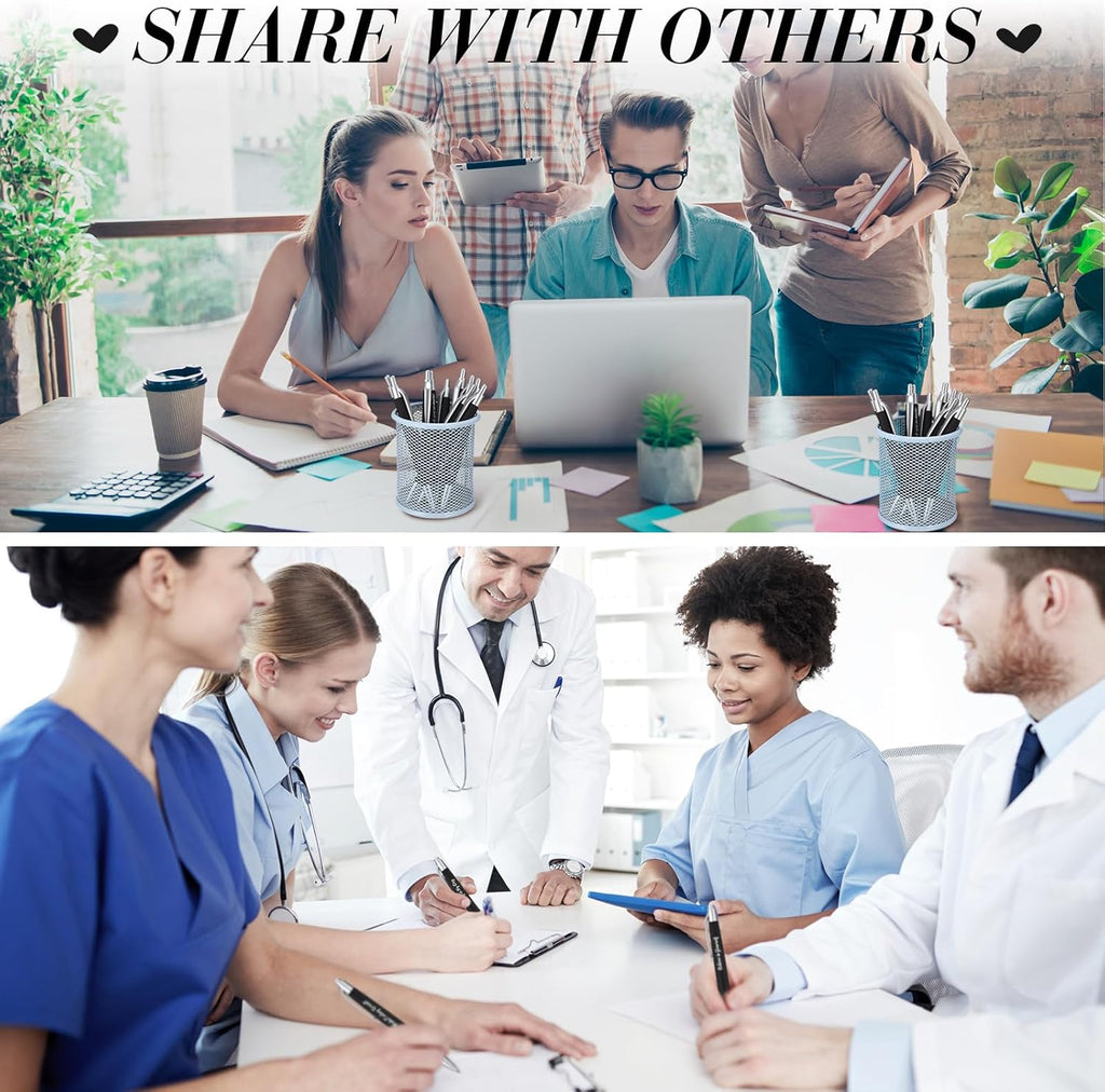 Yeaqee 100 Pcs Inspirational Pens Employee Appreciation Back to School Gifts Motivational Thank You Metal Greeting Quote Ballpoint Pen for Coworker Teacher(Black,Inspirational)