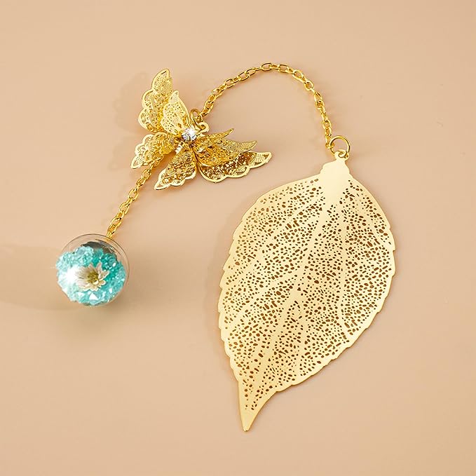 Bookmark with Gift Card,Golden Leaf Book Mark, Rose Flower Craft Gift Card Envelope, Gift for Family, Friend, Kid, Book Lovers rosebw