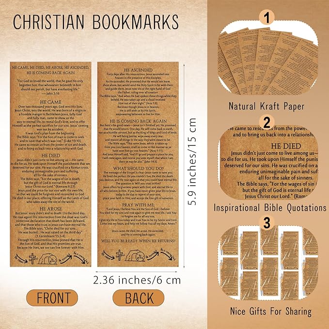 25 Sets Religious Bible Verse Gifts Bulk Christian Bookmarks Inspirational Bamboo Pens Easter Gifts for Men Women Sunday School Church Activities