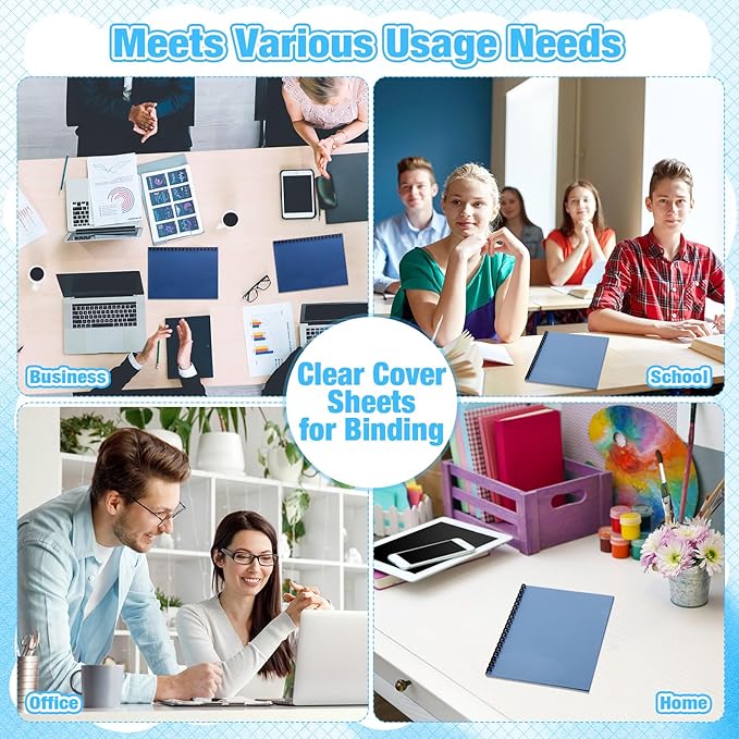 500 Pack Binding Presentation Covers Clear Plastic Report Covers Plastic Book Covers 8 Mil Binding Covers for Reports Business Documents Projects 8.5 x 11 Inch for Students Coworkers