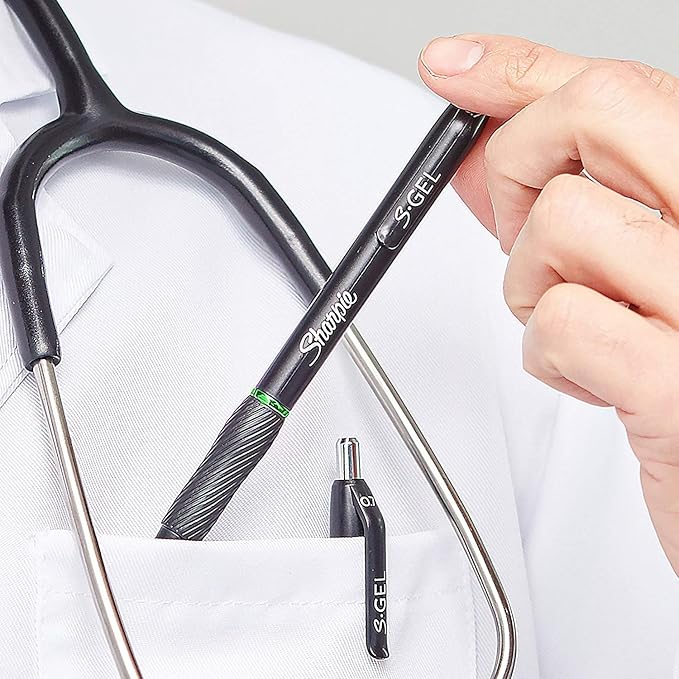 Sharpie S-Gel, Gel Pens, Drawing Pens, Gel Ink Pens For Journaling, Writing Pens, Coloring Pens, Medium Point Pens (0.7Mm), Black Barrel, Black Gel Ink, Stocking Stuffers, 12 Count