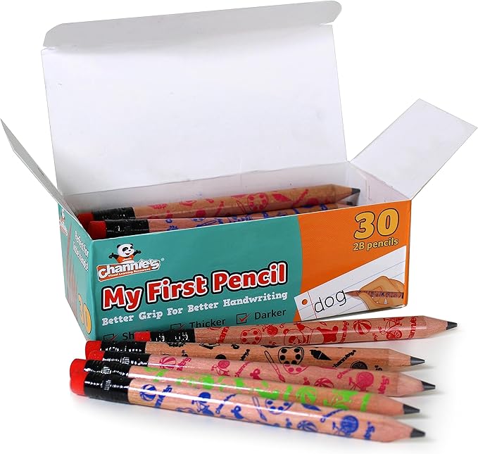 Channie's Extra Thick Pencils for Kids - Ideal for PreK and Kindergarteners Learning Handwriting - Box of 30 Pencils, Perfect for Classroom Prizes and School Supplies - Wooden