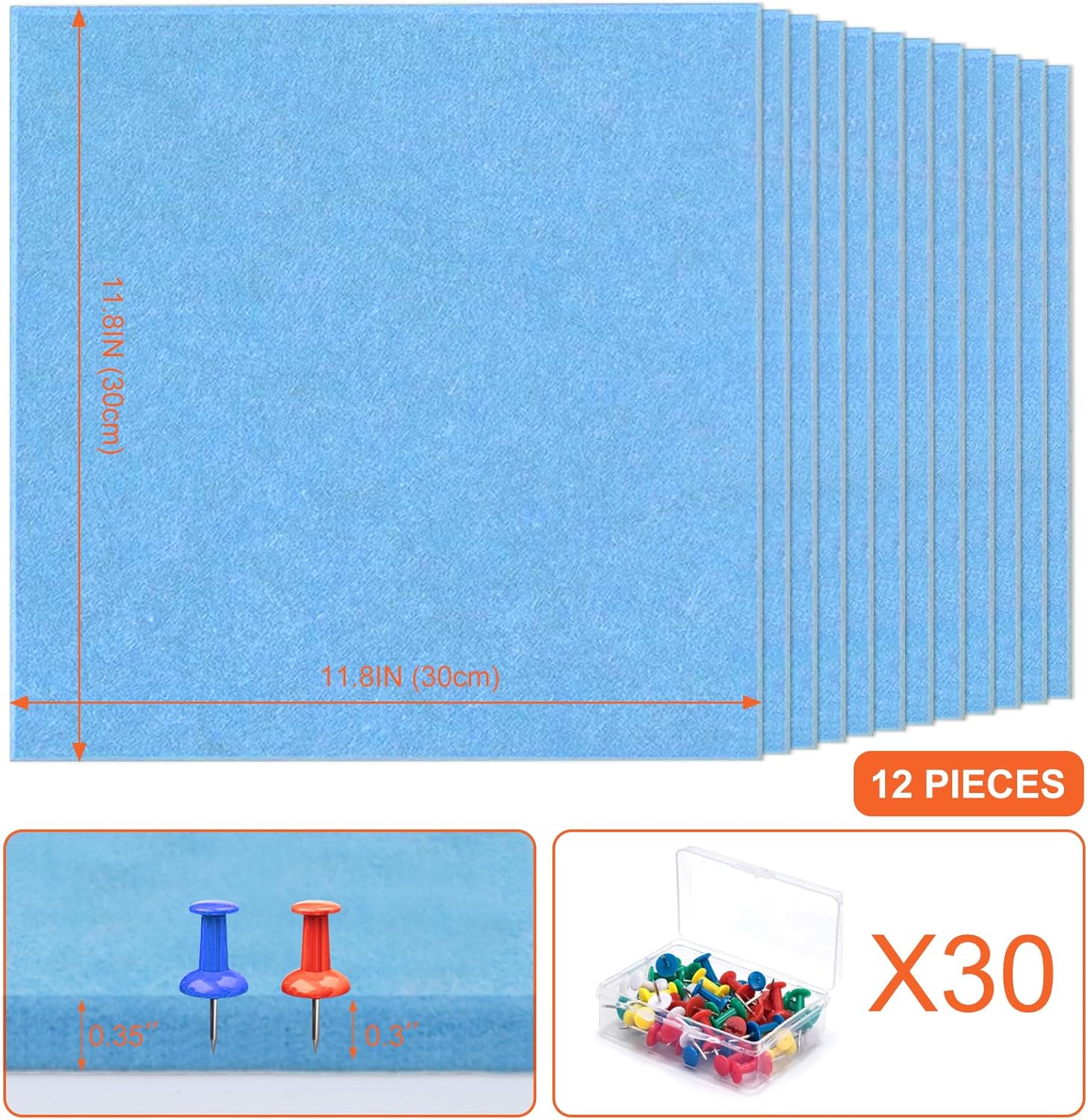 Cork Boards for Walls 48" x 36" Felt Board Alternative, 12 Pack Felt Wall Tiles Bulletin Board, Large Cork Board for Office Pin Board Tack Board Cork Boards