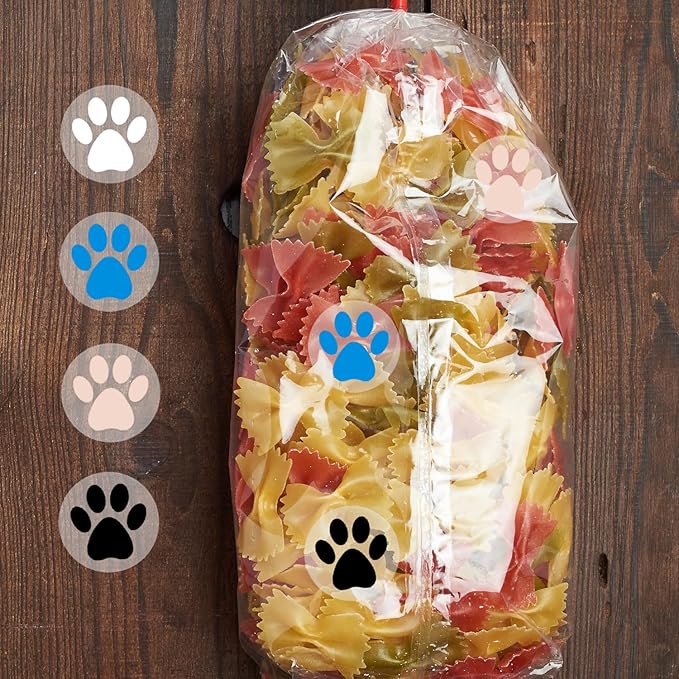 Paw Print Stickers,1.5" Clear Round Bear Paw Print Stickers Dog Puppy Paw Stickers Bear Paw Stickers with Perforation Line (500PCS,Black)