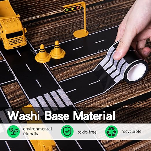 Roadway Tape - Black Residue Free Road Car Track Tape for Kids Birthday Party Racing Party Decoration - 2.4 Inch Wide 40 FT Long, 2Pack