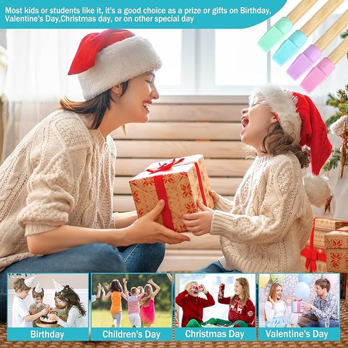 PRALB 400PCS Pencil Top Eraser Bulk Caps for Pencils,Chisel Shape Erasers Toppers Assorted Colors for Party Favors Games Prizes, Pencil Top Erasers Cap for Home School Classroom Office,Color 4