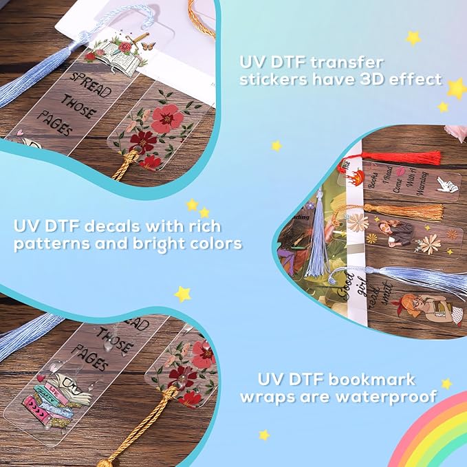 Luvsweeets Smut UV DTF Bookmark Wraps - 24 Sheets Smutty UV DTF Decals for Acrylic Bookmarks Waterproof UVDTF Stickers DIY Blank Bookmarks Rub on Transfers Stickers for Book Lover