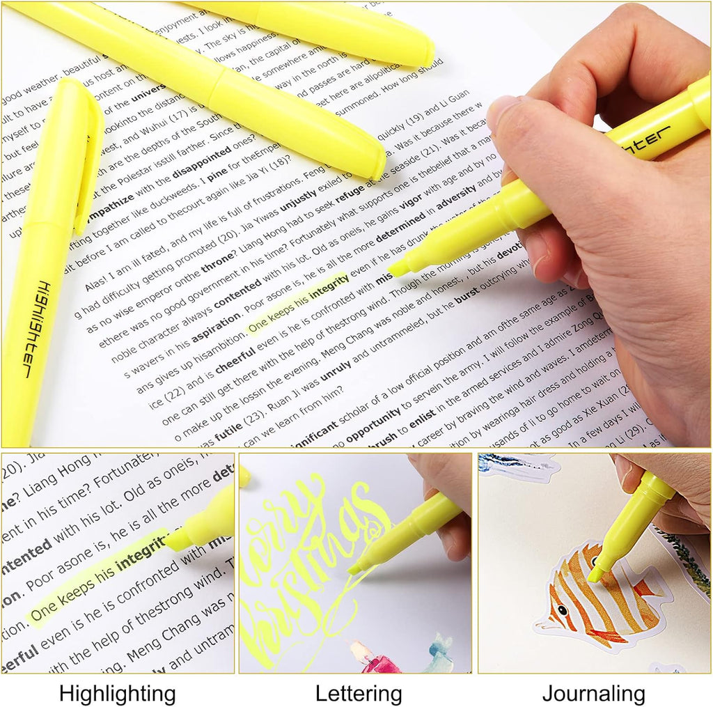 180 Pcs Highlighter Markers Bulk, Chisel Tip Aesthetic No Bleed Pastel Highlighter Pens Quick Drying Liner Markers for Adults Kids Highlighting in The Home School Office Classroom Supplies (Yellow)