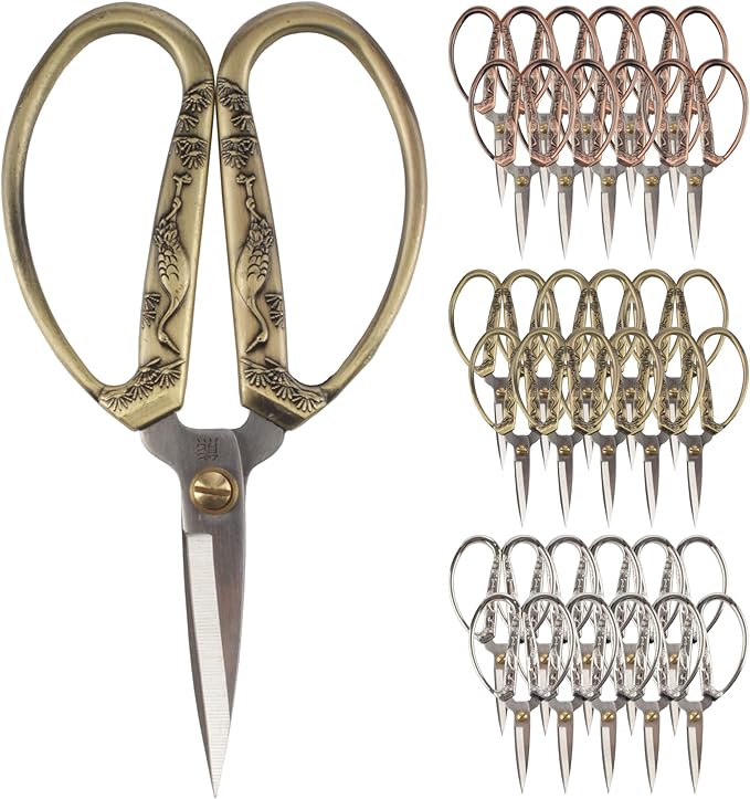 JubileeYarn Crane Motif Small Embroidery Craft Scissors - Assortment - 30 Scissors