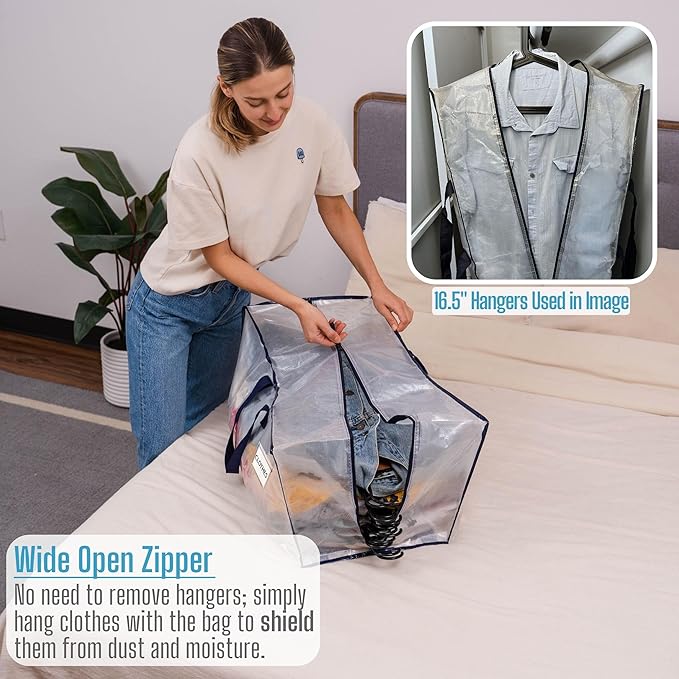 VENO 2 Pack Moving Bags w/Backpack Straps, Moving Boxes & Storage Bins Alternative, Packing Supplies, Camping Accessories Totes for Storage, Dorm Room Essentials Storage Bags (Clear, 2 Pack)