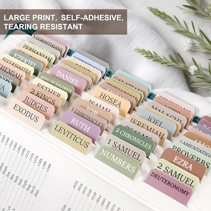 Bible Tabs for Women & Men, Laminated Bible Tabs for Study Bible, Boho Theme Bible Tabs for Easy Navigation, Simplify Your Bible Reading Experience with Easy-to-Use Indexing Tabs