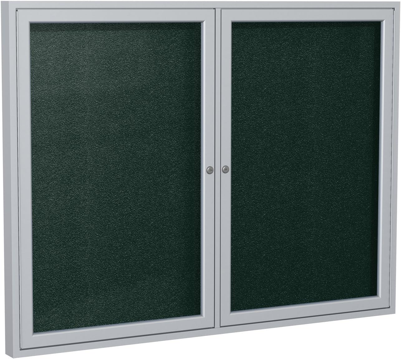 Ghent 48"x60" 2-Door Outdoor Enclosed Vinyl Bulletin Board, Shatter Resistant, with Lock, Satin Aluminum Frame - Ebony (PA24860VX-183), Made in the USA