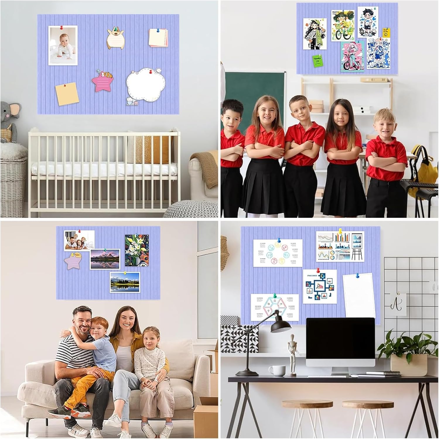 Cork Boards for Walls 48" x 36" Felt Board Alternative, 12 Pack Felt Wall Tiles Bulletin Board, Large Cork Board for Office Pin Board Tack Board Cork Boards